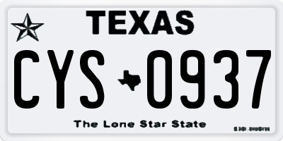 TX license plate CYS0937
