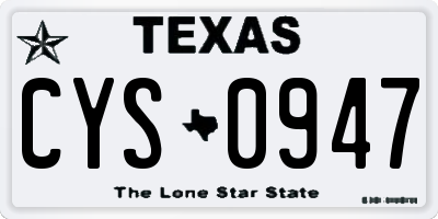 TX license plate CYS0947