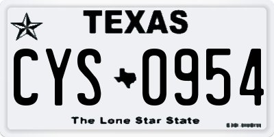TX license plate CYS0954