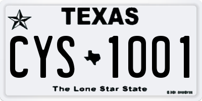 TX license plate CYS1001
