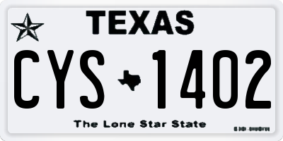 TX license plate CYS1402