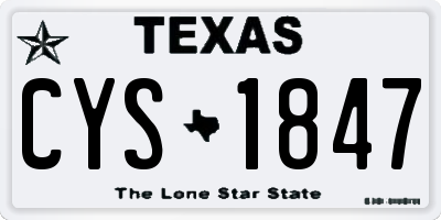 TX license plate CYS1847