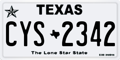 TX license plate CYS2342