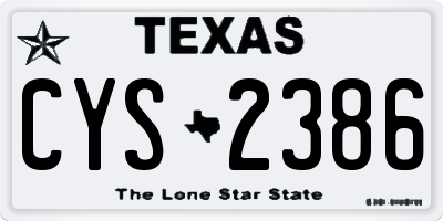 TX license plate CYS2386