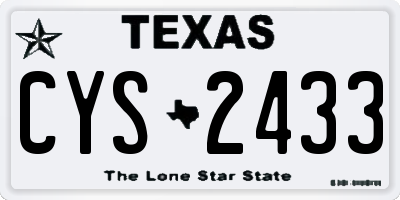 TX license plate CYS2433