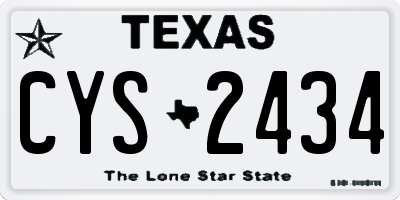 TX license plate CYS2434