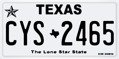 TX license plate CYS2465