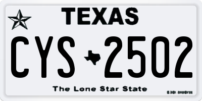 TX license plate CYS2502