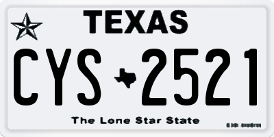 TX license plate CYS2521