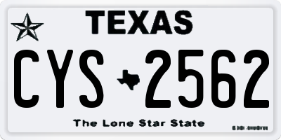 TX license plate CYS2562