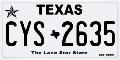 TX license plate CYS2635