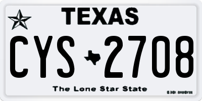 TX license plate CYS2708