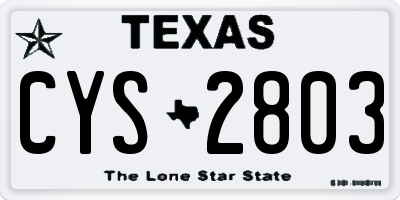 TX license plate CYS2803
