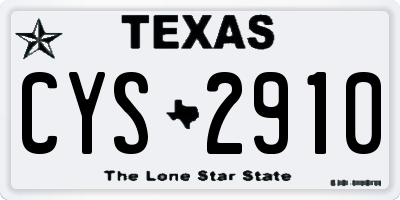 TX license plate CYS2910