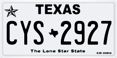 TX license plate CYS2927