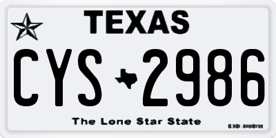 TX license plate CYS2986