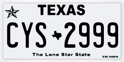 TX license plate CYS2999