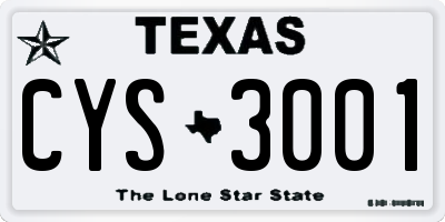 TX license plate CYS3001