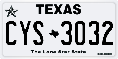 TX license plate CYS3032