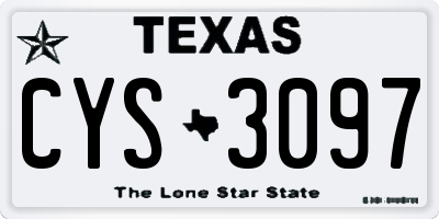 TX license plate CYS3097
