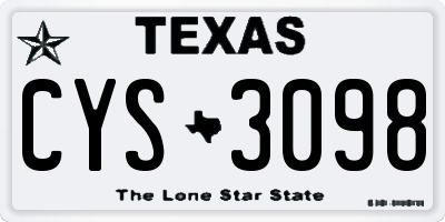 TX license plate CYS3098