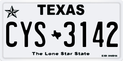 TX license plate CYS3142