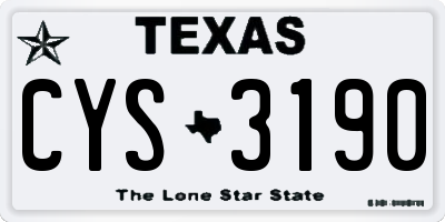 TX license plate CYS3190