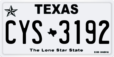 TX license plate CYS3192