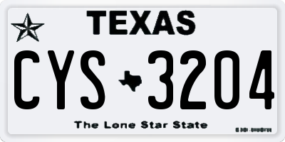 TX license plate CYS3204