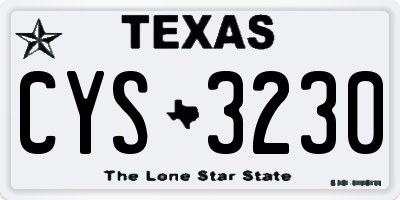 TX license plate CYS3230