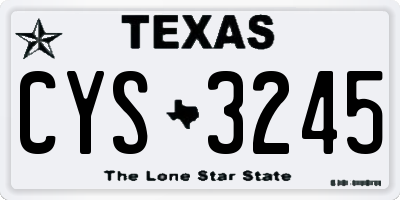 TX license plate CYS3245