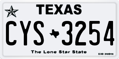 TX license plate CYS3254