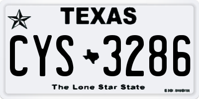 TX license plate CYS3286
