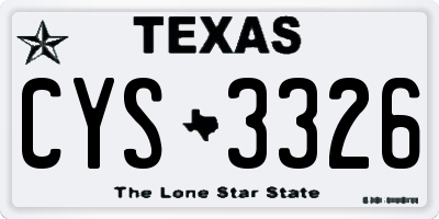 TX license plate CYS3326