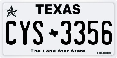 TX license plate CYS3356