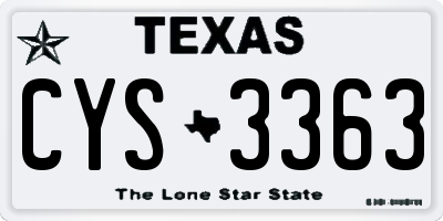 TX license plate CYS3363