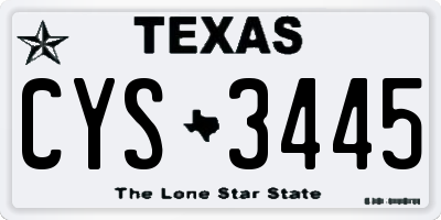TX license plate CYS3445