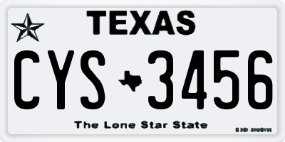 TX license plate CYS3456