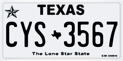 TX license plate CYS3567