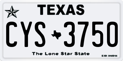 TX license plate CYS3750