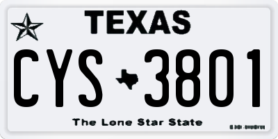 TX license plate CYS3801