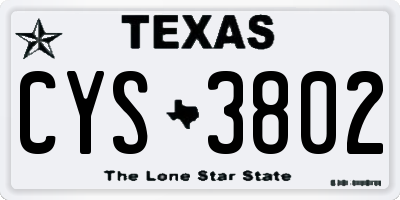 TX license plate CYS3802
