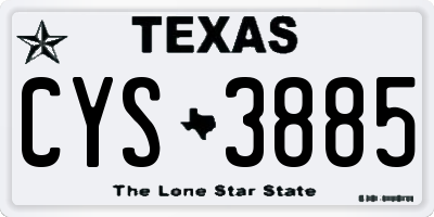 TX license plate CYS3885