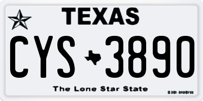 TX license plate CYS3890