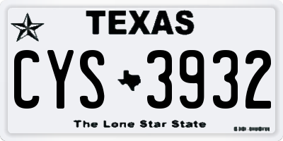 TX license plate CYS3932