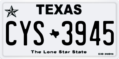 TX license plate CYS3945