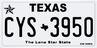 TX license plate CYS3950