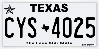 TX license plate CYS4025