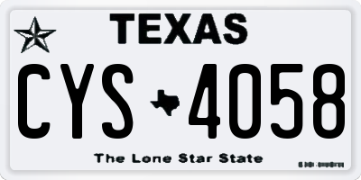 TX license plate CYS4058