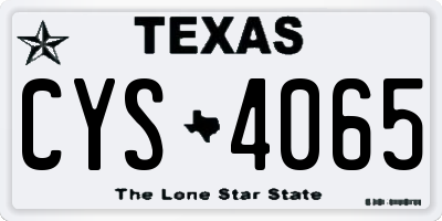 TX license plate CYS4065